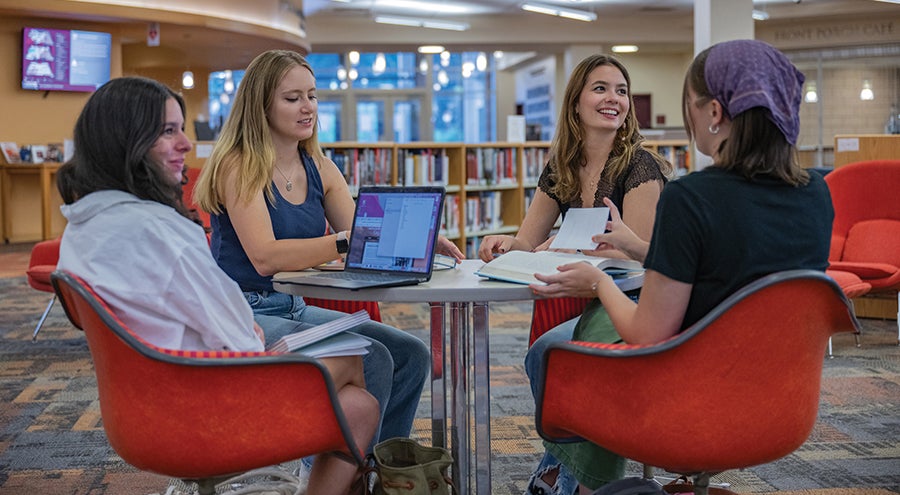 group studying in the library