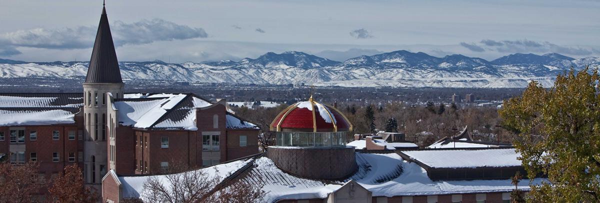 Snowy campus scene